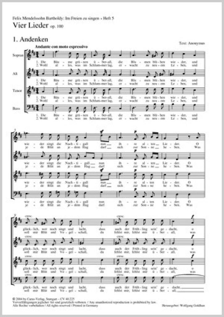 Mendelssohn: Vier Lieder [Heft 5]